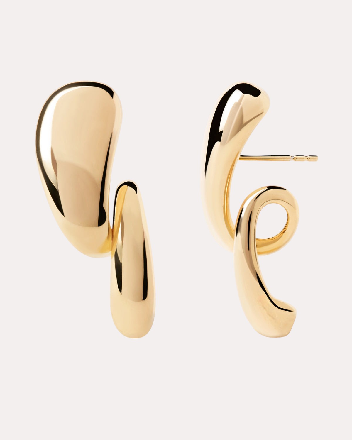 Abstract Gold Hoop Earrings