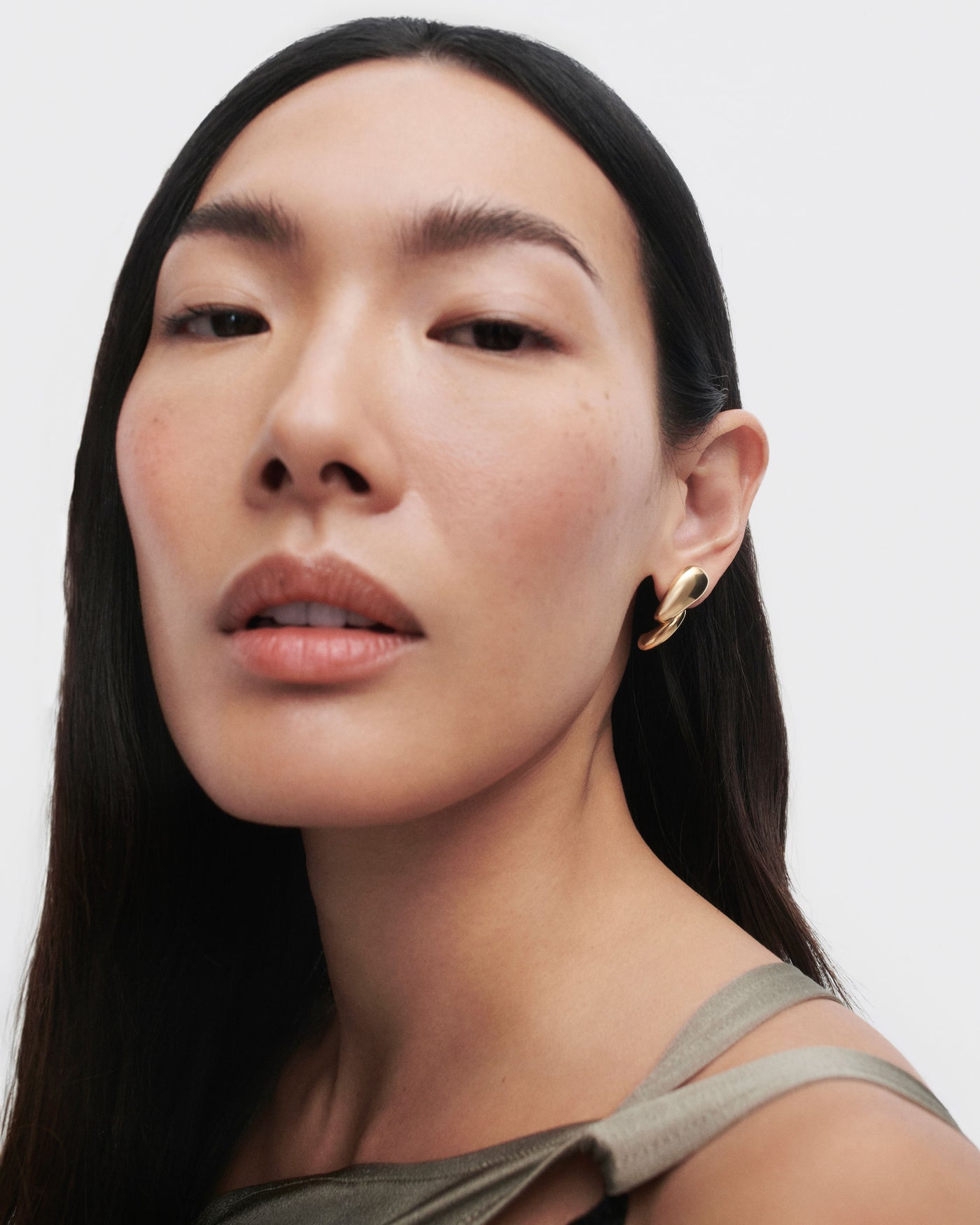 Abstract Gold Hoop Earrings