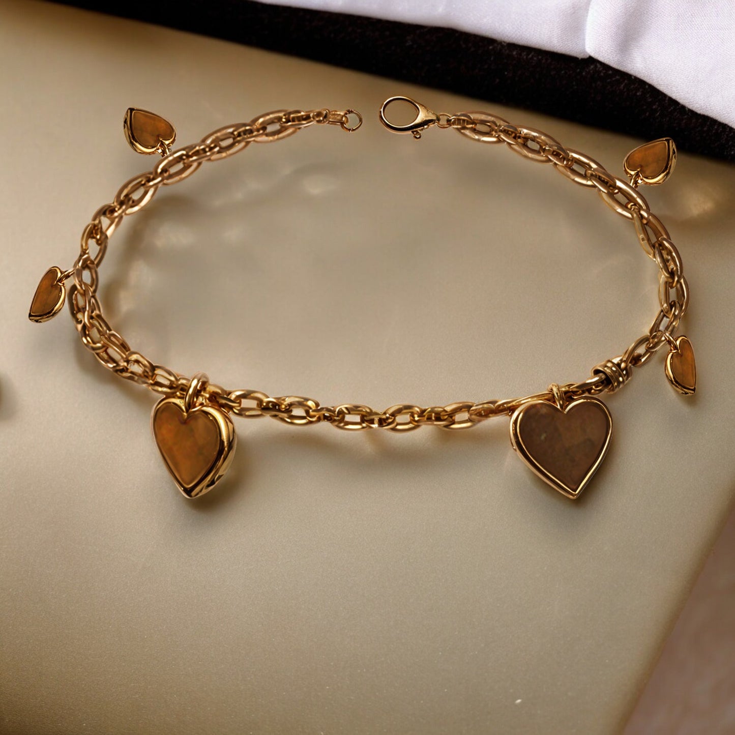 Golden Heart Charm Bracelet