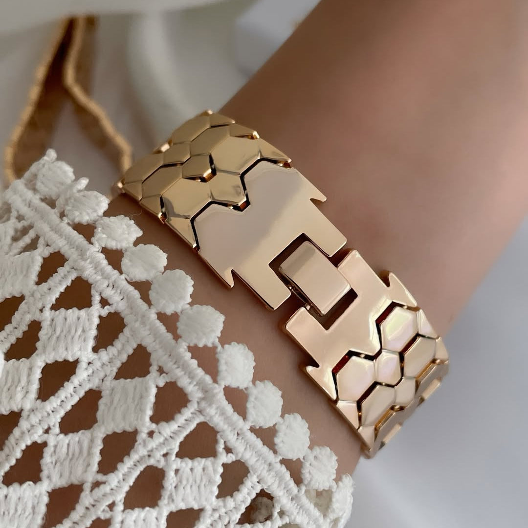 Sabine Honeycomb Pattern Statement Bracelet