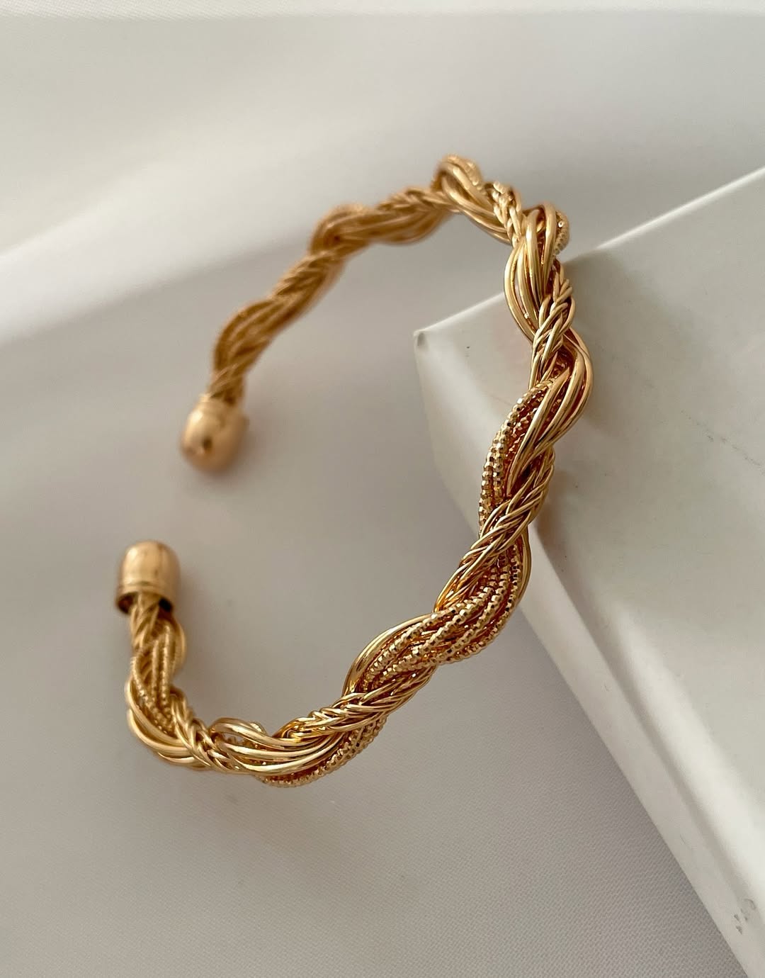 Elora Gold Twisted Bangle Bracelet Set