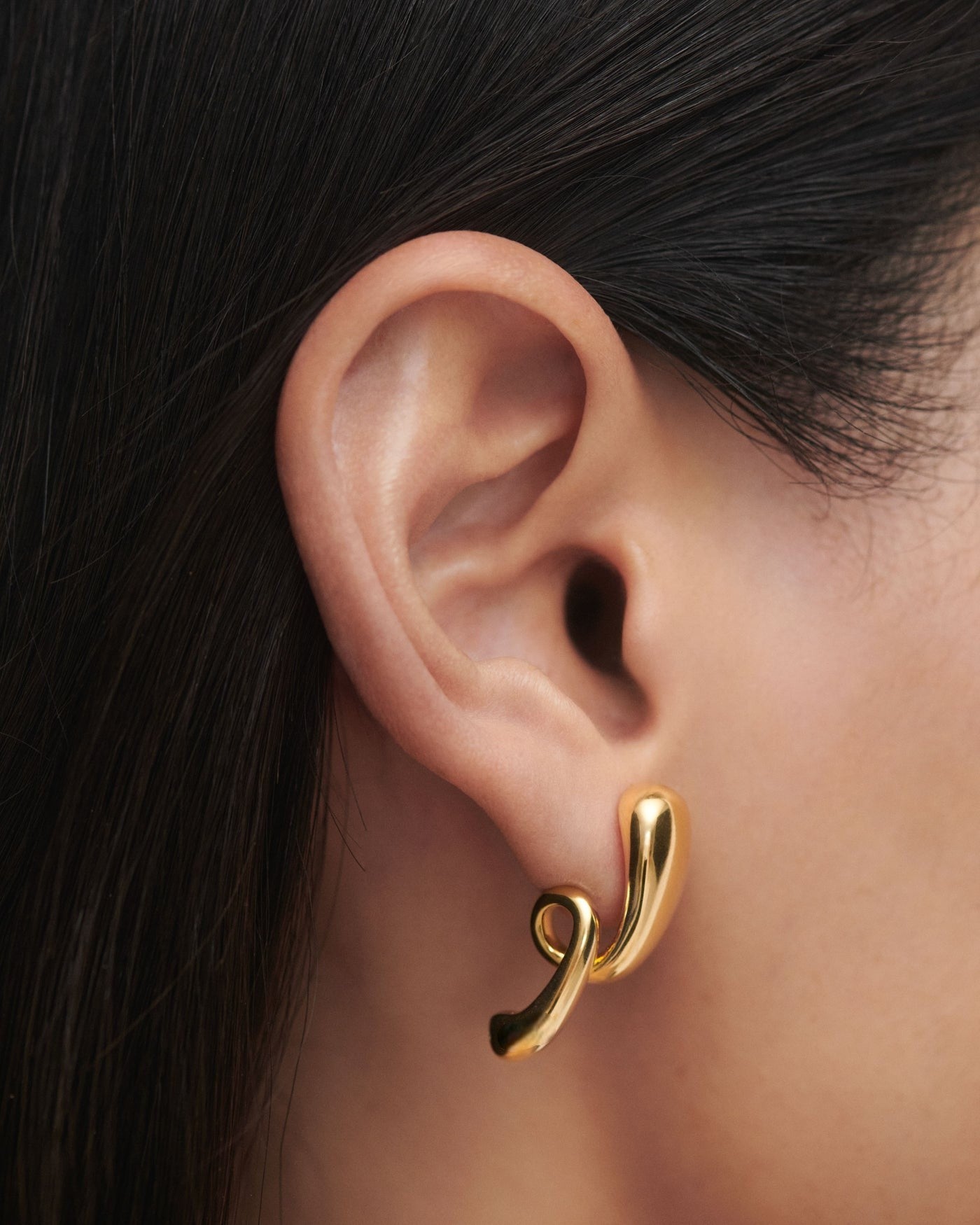 Abstract Gold Hoop Earrings