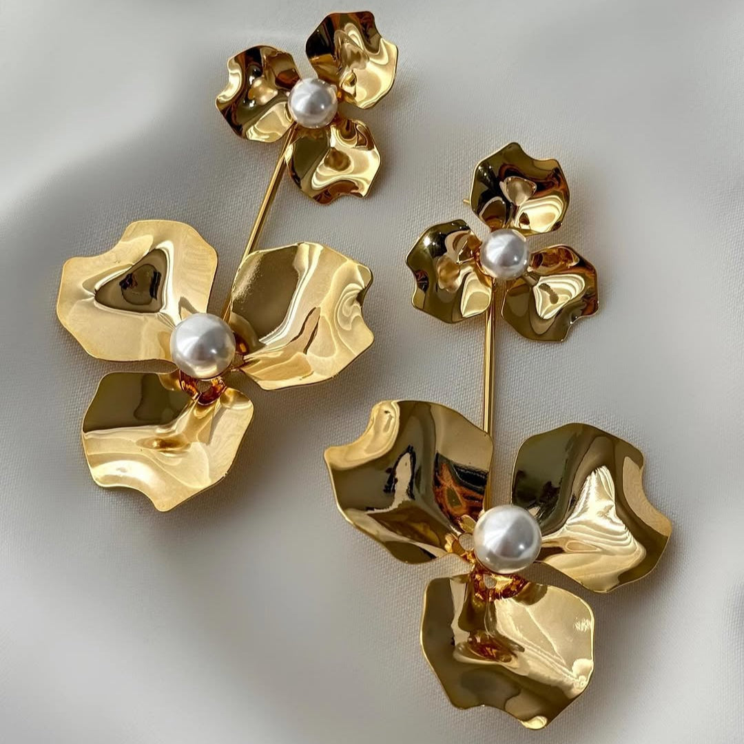 Marwa Sculpted Floral Drop Earrings