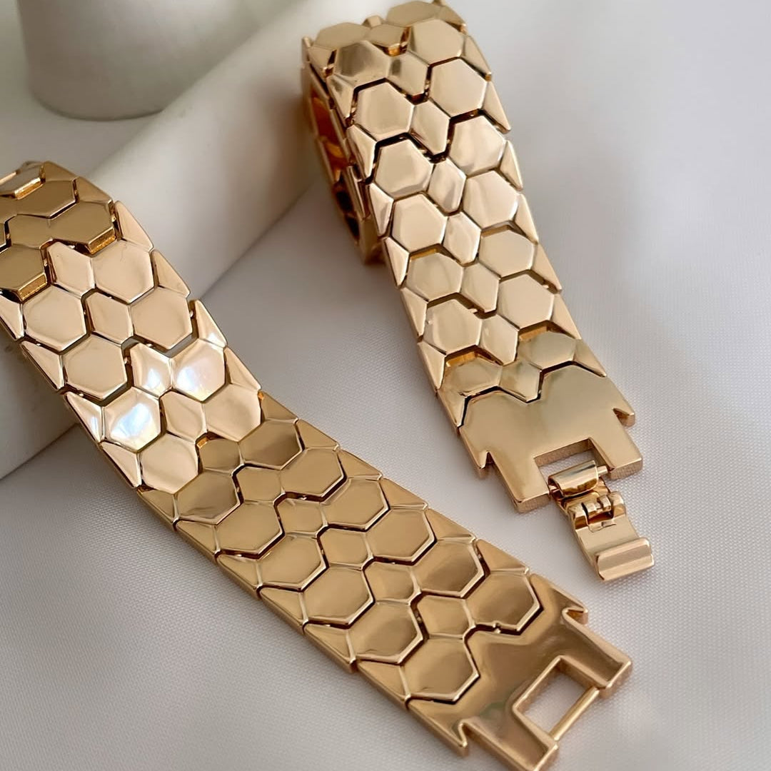 Sabine Honeycomb Pattern Statement Bracelet