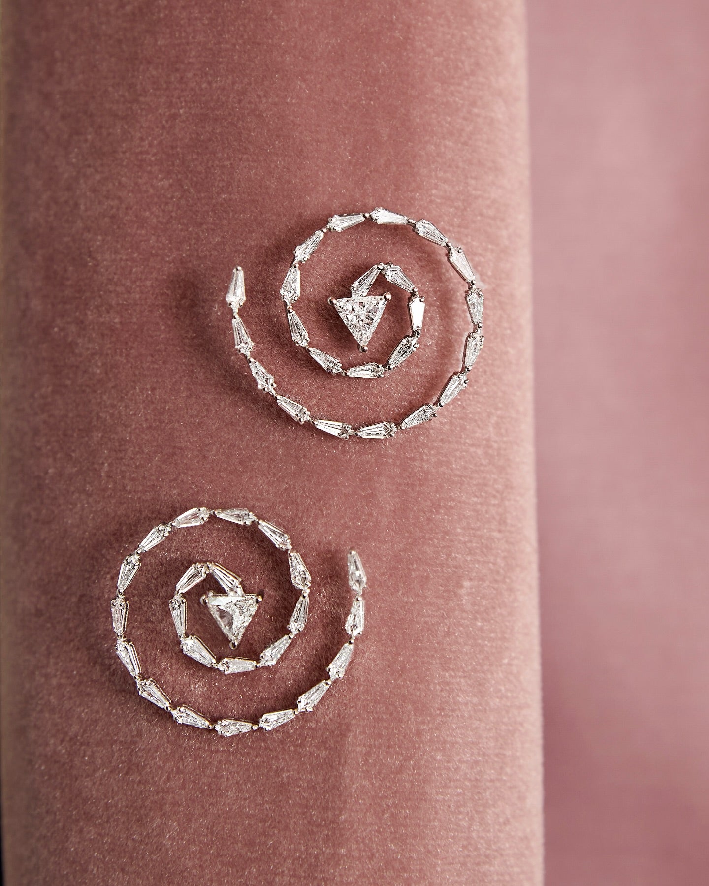 Silver Spiral Diamond Stud Earrings