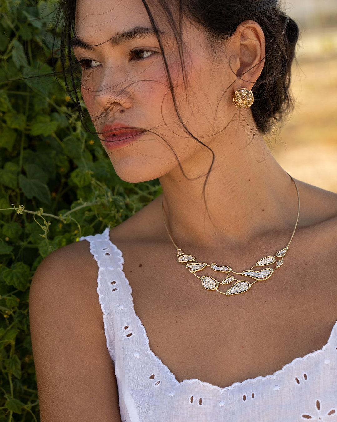 Baguette Diamond Choker Necklace in 18K Gold-Plated
