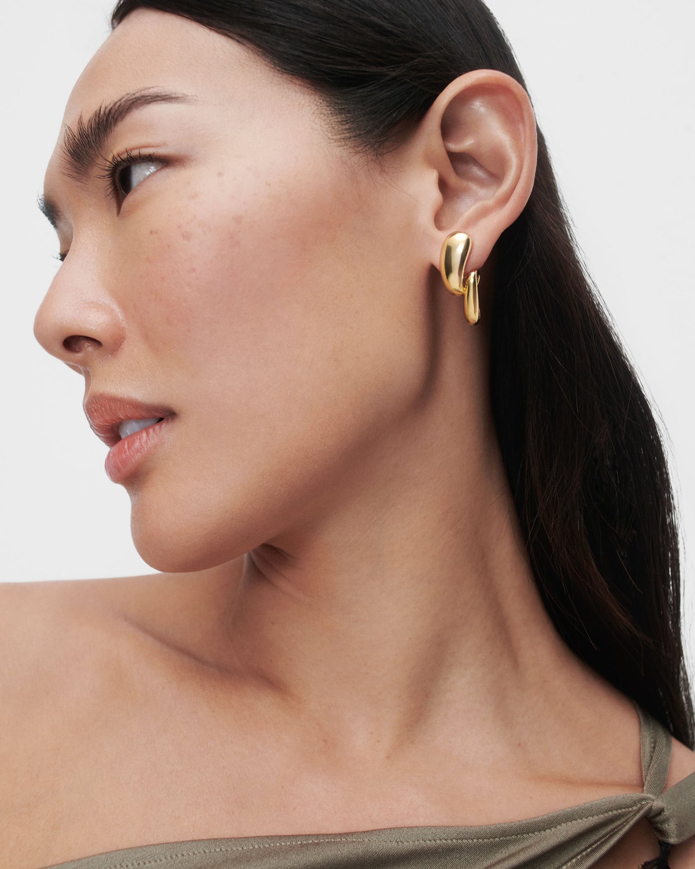 Abstract Gold Hoop Earrings