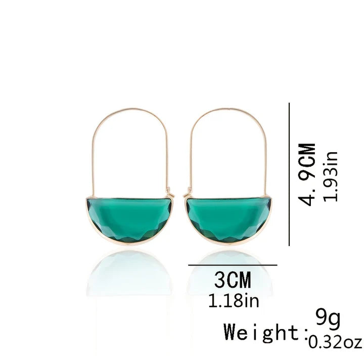 Emerald Half-Moon Statement Earrings