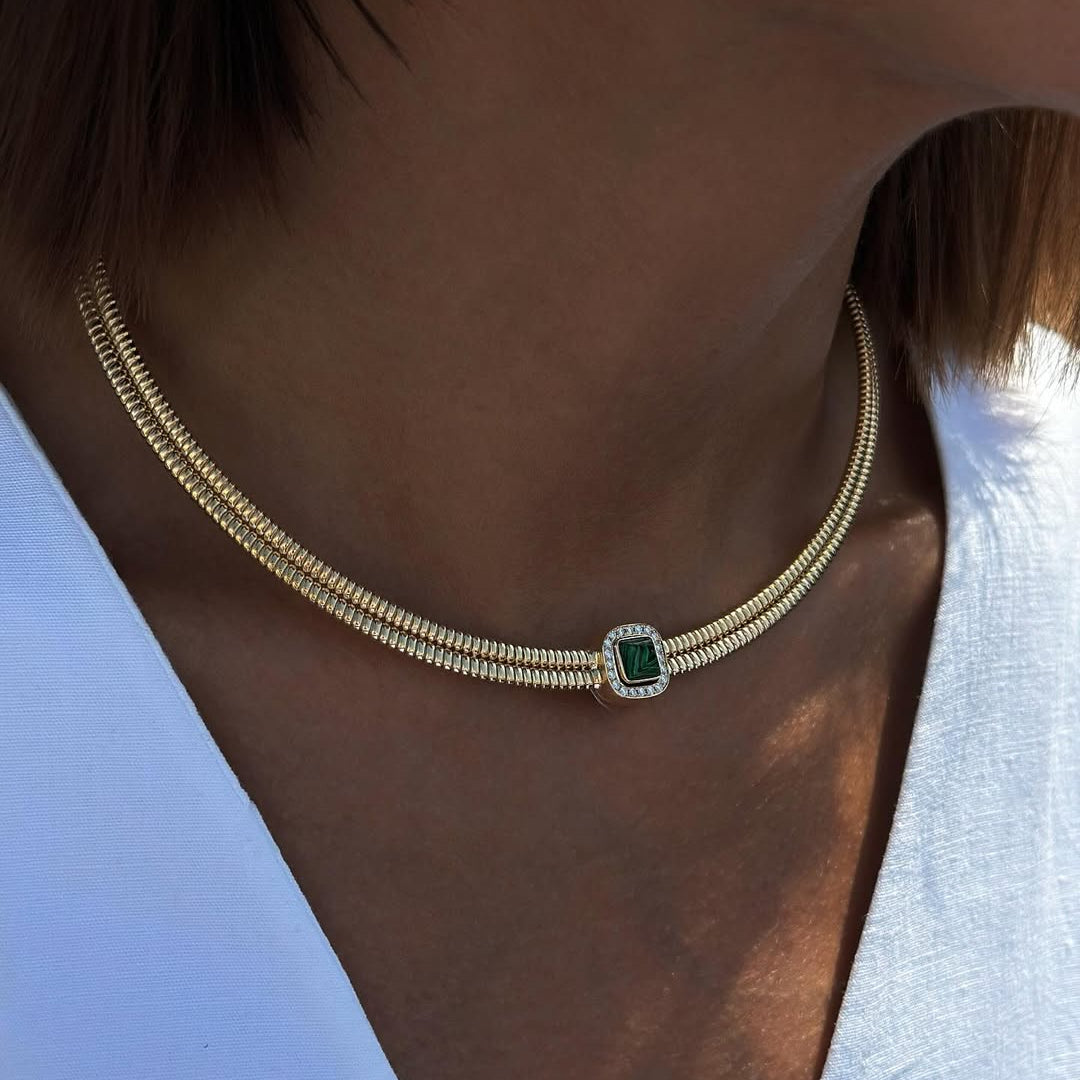 Naomi Convertible Emerald Collar Necklace