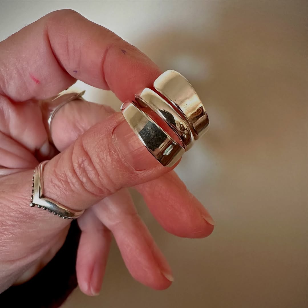 Alix Sculpted Silver Rings - set of 3