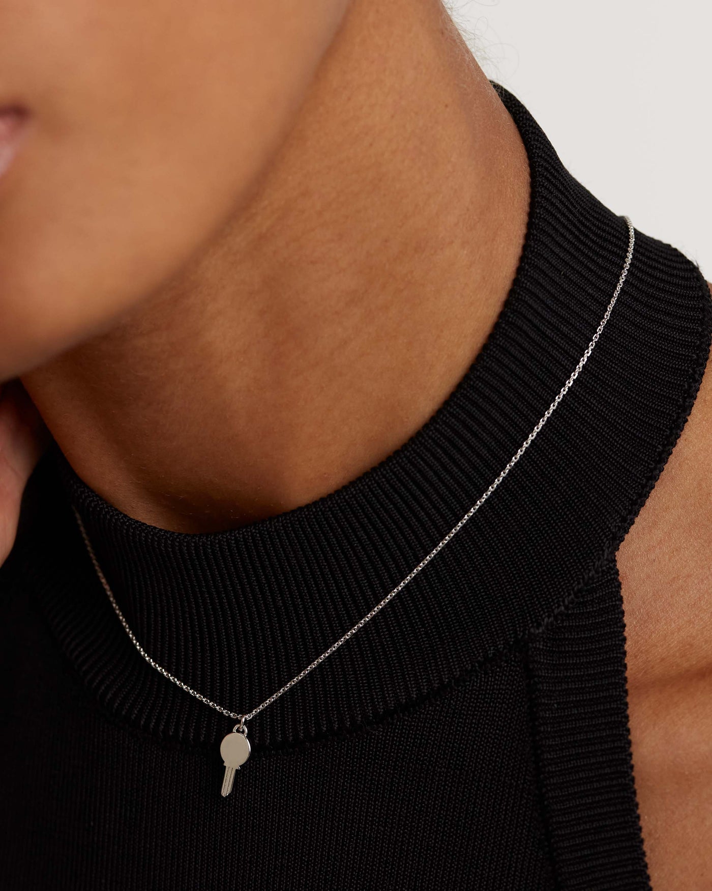 Lune Key Pendant Inital Necklace