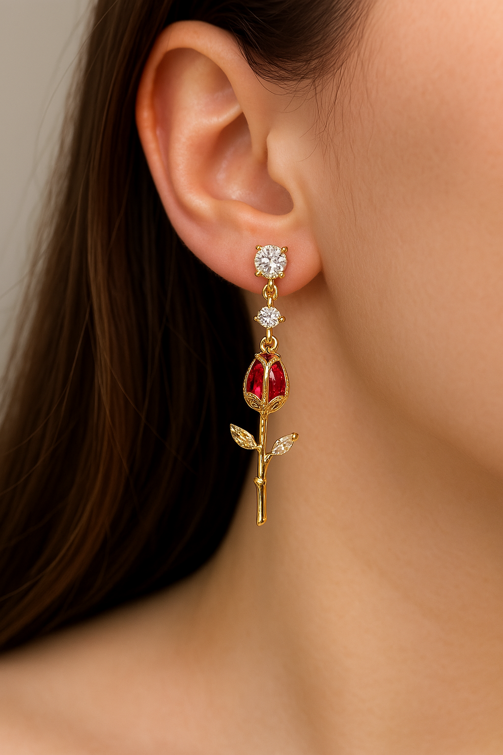 Isabella Rose Gold-Plated Dangle Earrings for Women