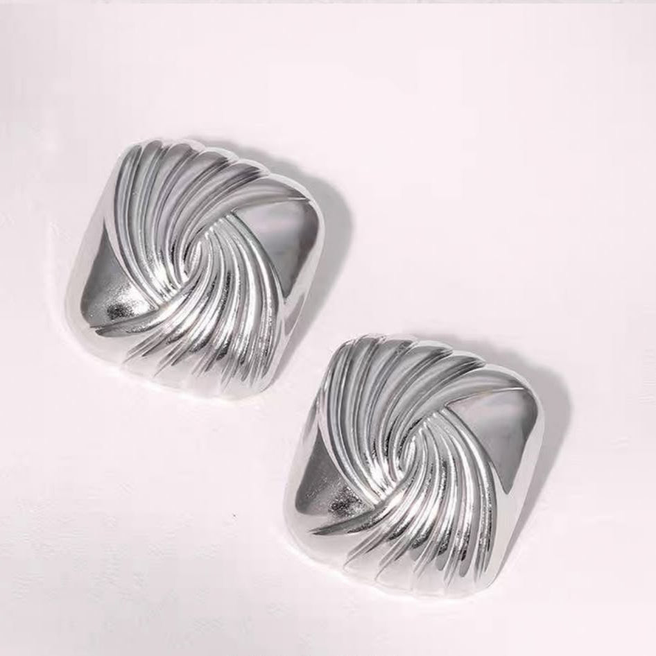 Nova Chunky Silver Sculptural Studs