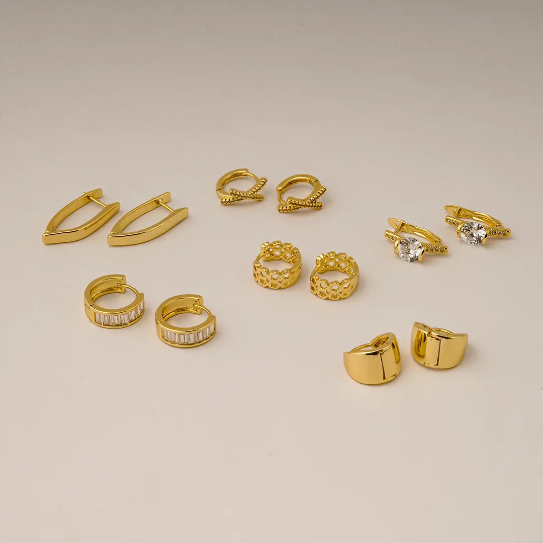 Sophia Everyday Gold Stud Earrings (Set of 6 earrings)