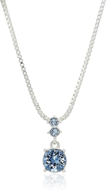 Ocean Blue Solitaire Necklace & Earring Set in Silver-Plated Stainless Steel