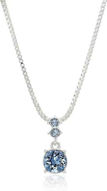 Ocean Blue Solitaire Necklace & Earring Set in Silver-Plated Stainless Steel