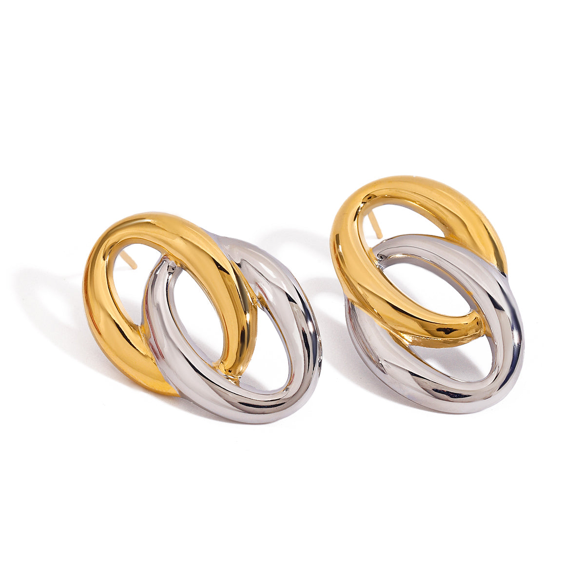 Twinloop Interlock Hoops – Silver & Gold Plated Combo Earrings