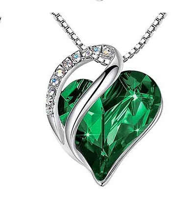 Twilight Crystal Heart Pendant – Silver-Plated Stainless Steel (Multiple Colors)
