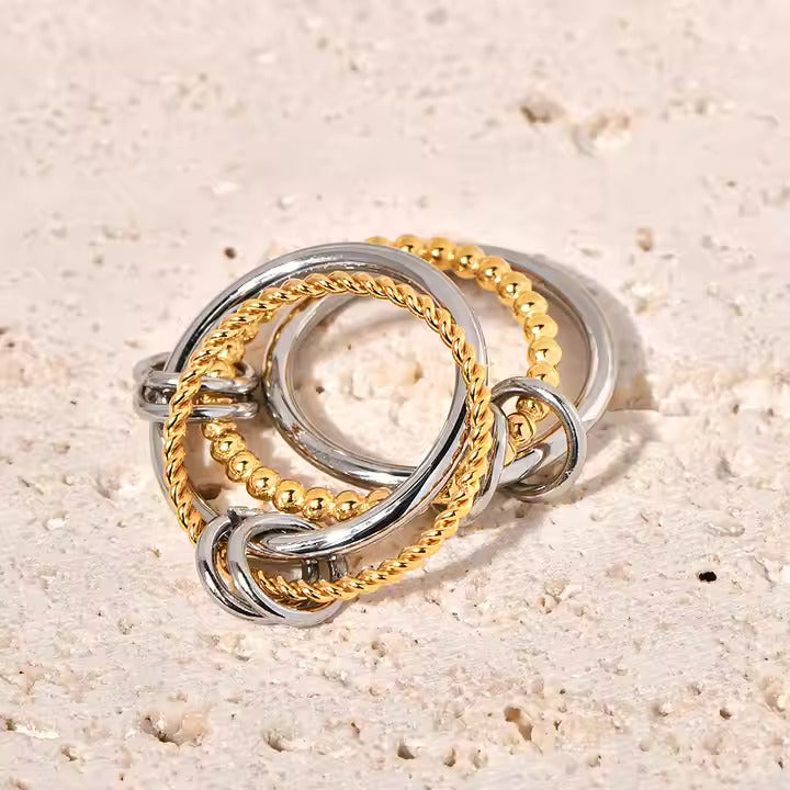 Caged Duo-Tone Stackable Statement Ring