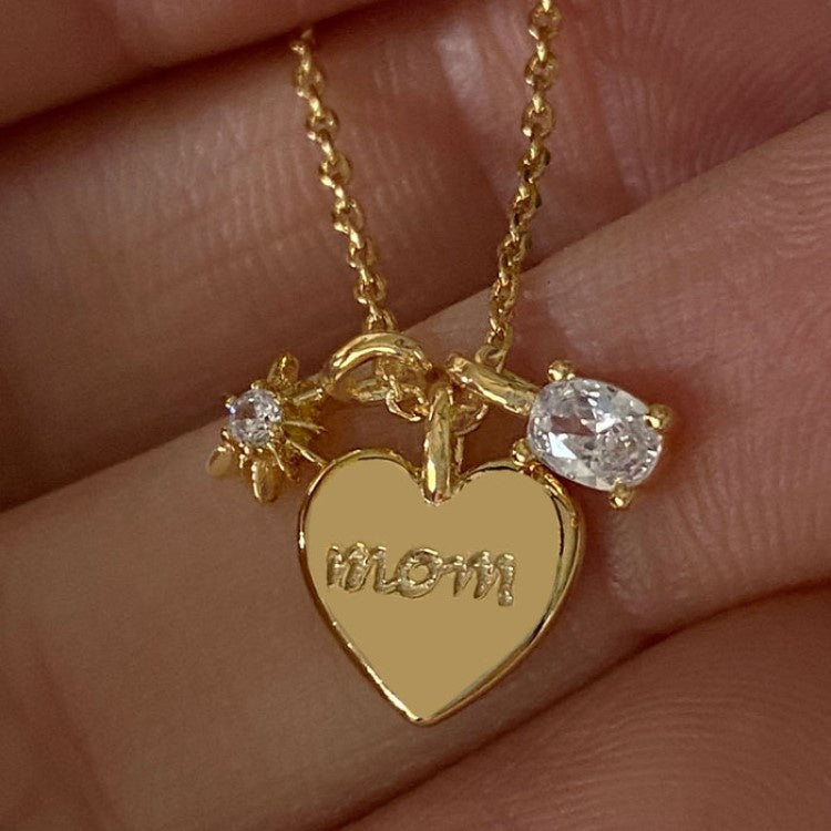 Amara Mom Heart Charm Necklace