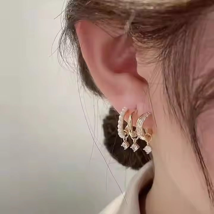 Crystal Hoop Stud Earrings for Women