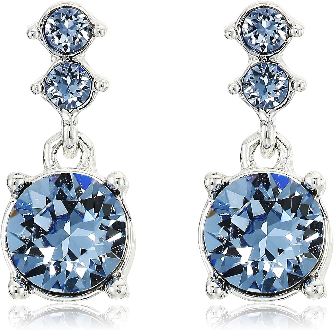 Ocean Blue Solitaire Necklace & Earring Set in Silver-Plated Stainless Steel