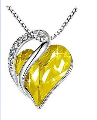 Twilight Crystal Heart Pendant – Silver-Plated Stainless Steel (Multiple Colors)