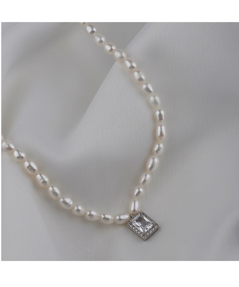 Zircon Adorned Pearl Elegance Necklace
