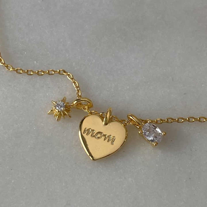 Amara Mom Heart Charm Necklace