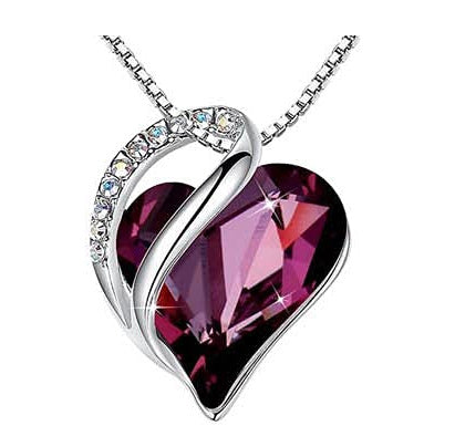Twilight Crystal Heart Pendant – Silver-Plated Stainless Steel (Multiple Colors)