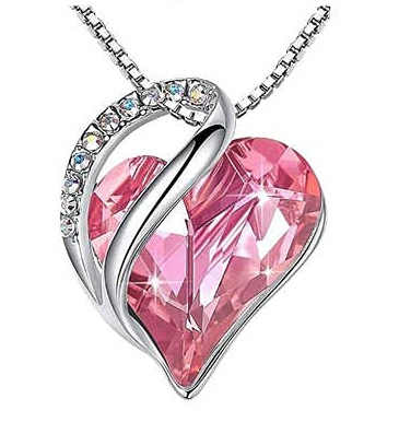 Twilight Crystal Heart Pendant – Silver-Plated Stainless Steel (Multiple Colors)