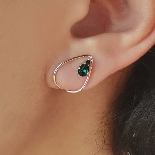 Emerald Dew Drop Studs – 2-Way Teardrop Earrings
