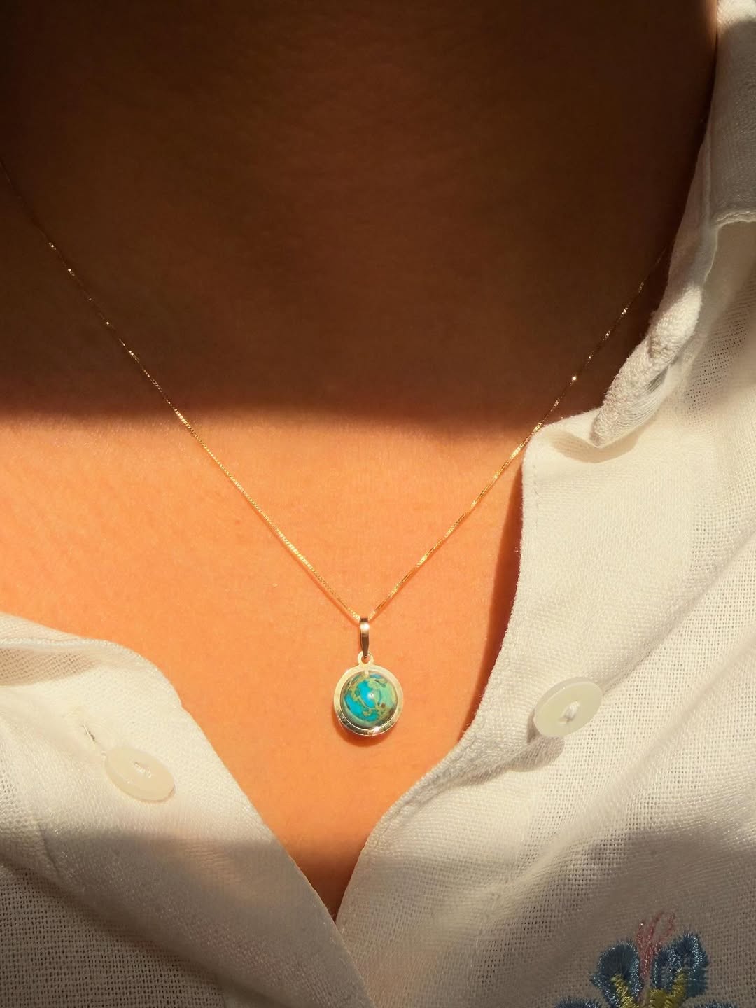 Turquoise Earth Halo Pendant