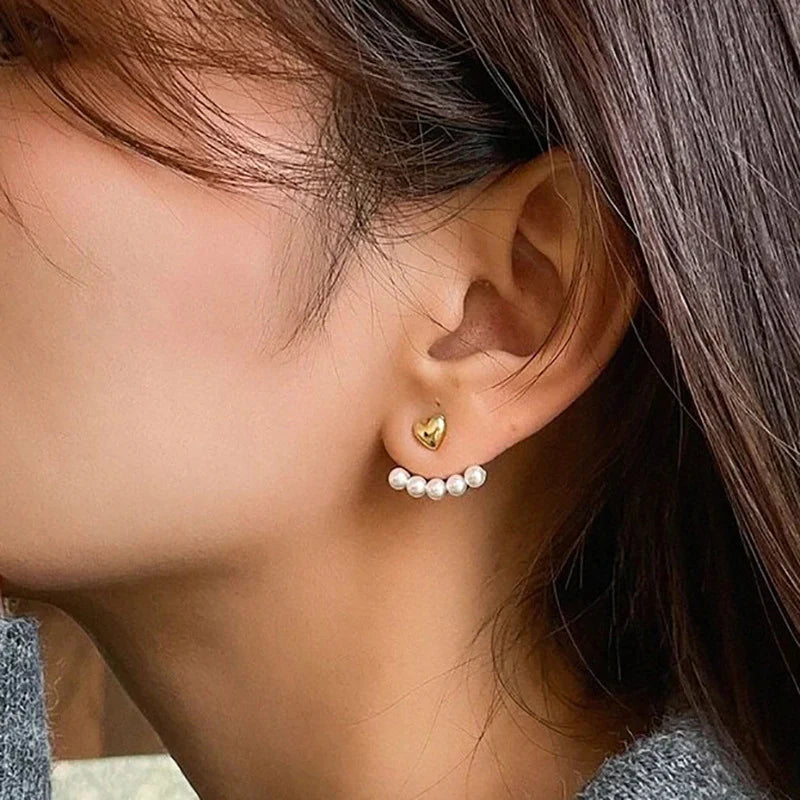 Pearl Heart Earrings for Women