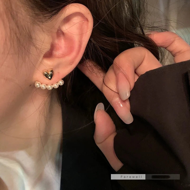 Pearl Heart Earrings for Women