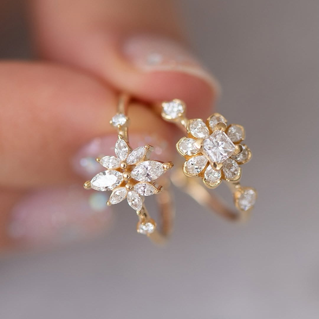 Floral Blossom Rings Set for Women