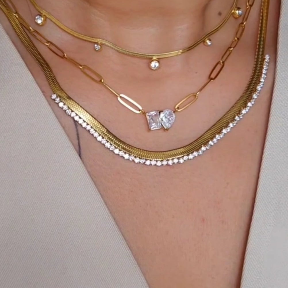 Elina Gold and Crystal Necklace