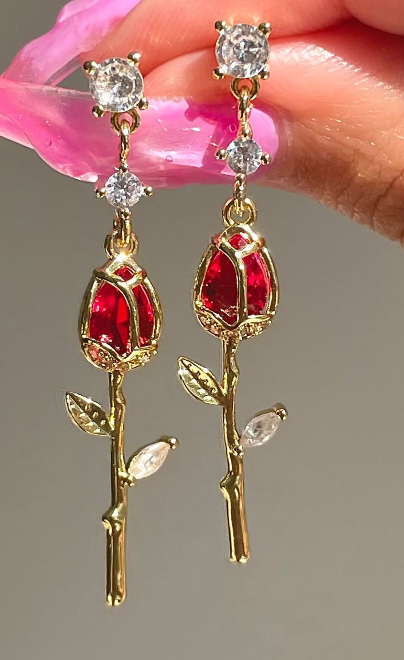 Isabella Rose Gold-Plated Dangle Earrings for Women
