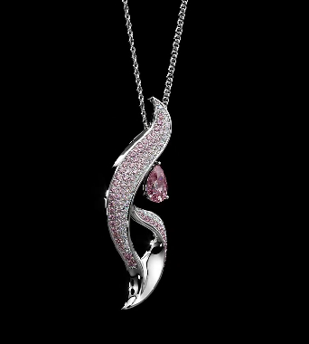 Valeria Pink Crystal Curved Pendant Necklace