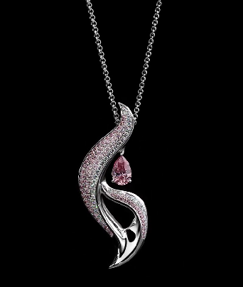 Valeria Pink Crystal Curved Pendant Necklace