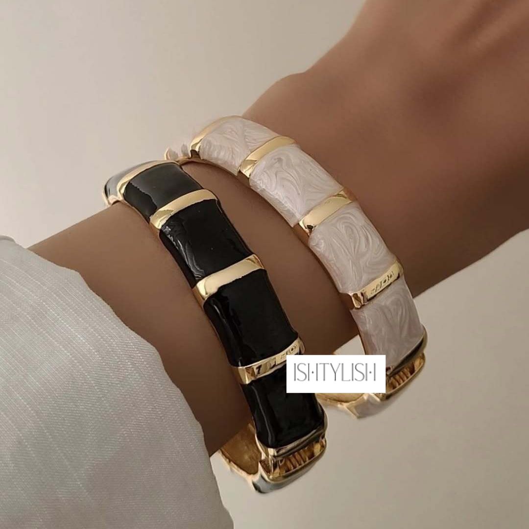 Enamel Ridge Cuff Bangles