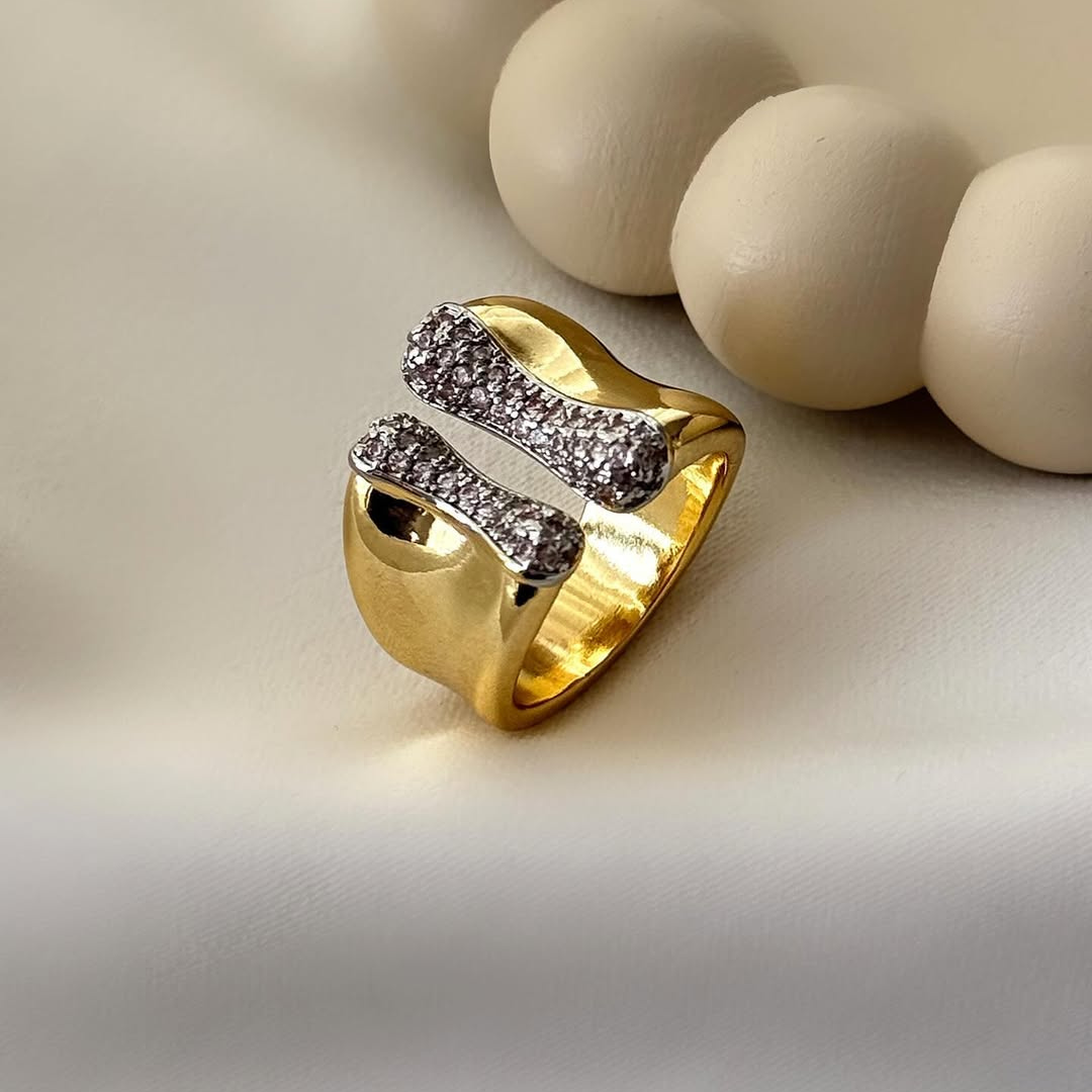 Aerin and Sora Beaded Textured layers Rings