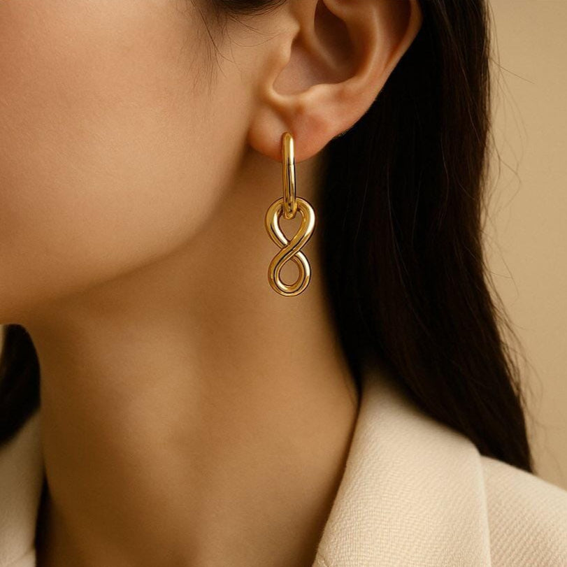 Infinity Knot Gold Hoop Earrings for Women