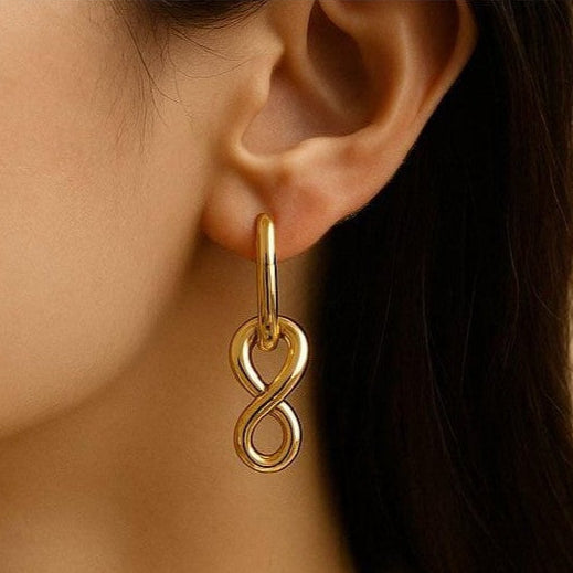 Infinity Knot Gold Hoop Earrings for Women