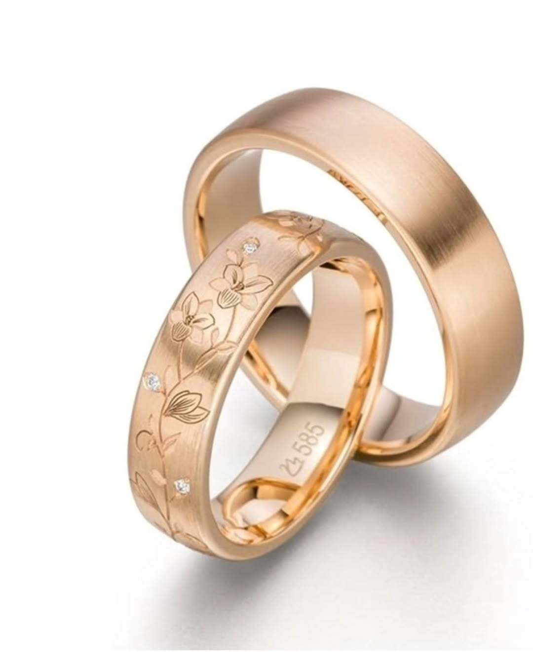 Isabella Crystal Engraved Couple Rings