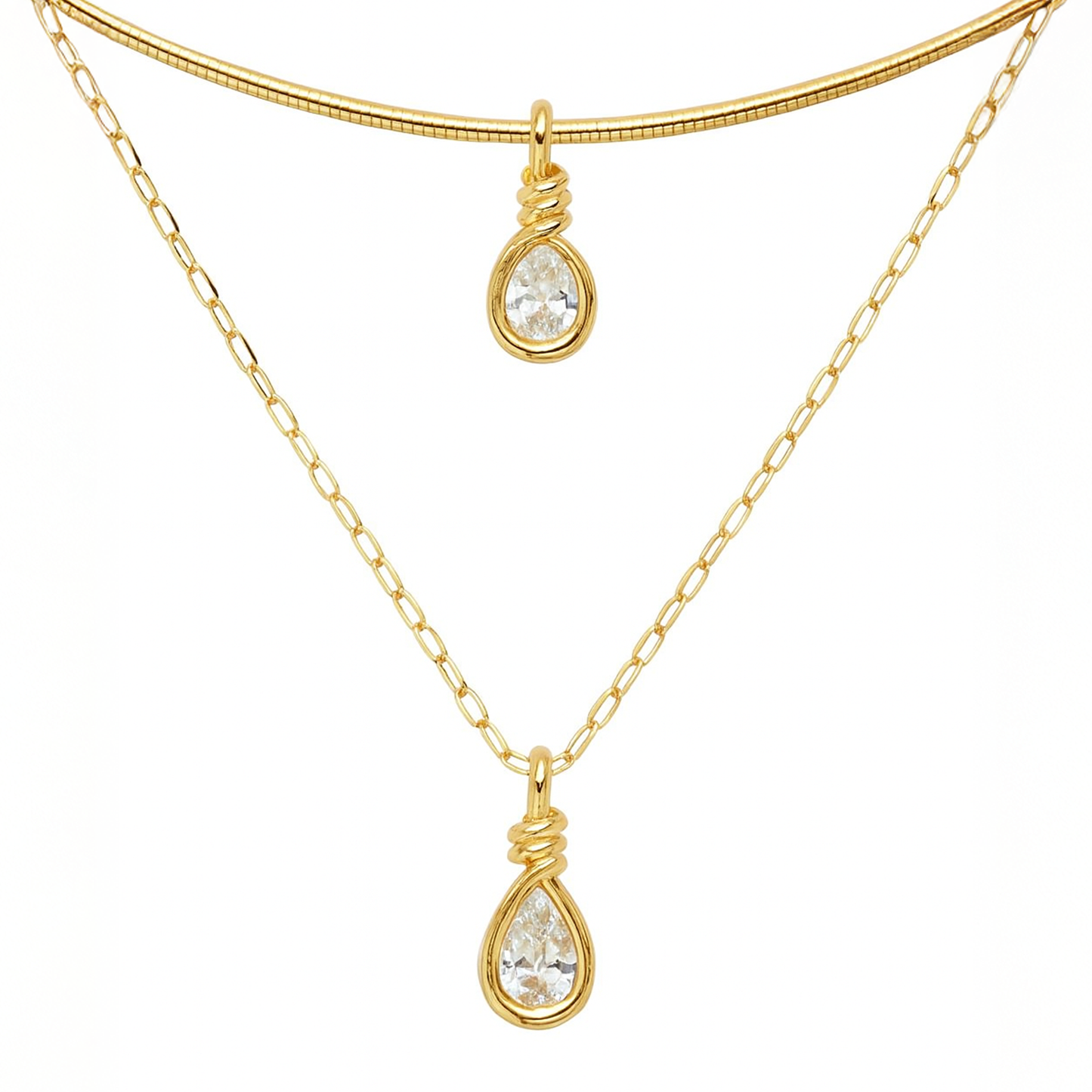 Estelle Dewdrop Duo Necklace Set