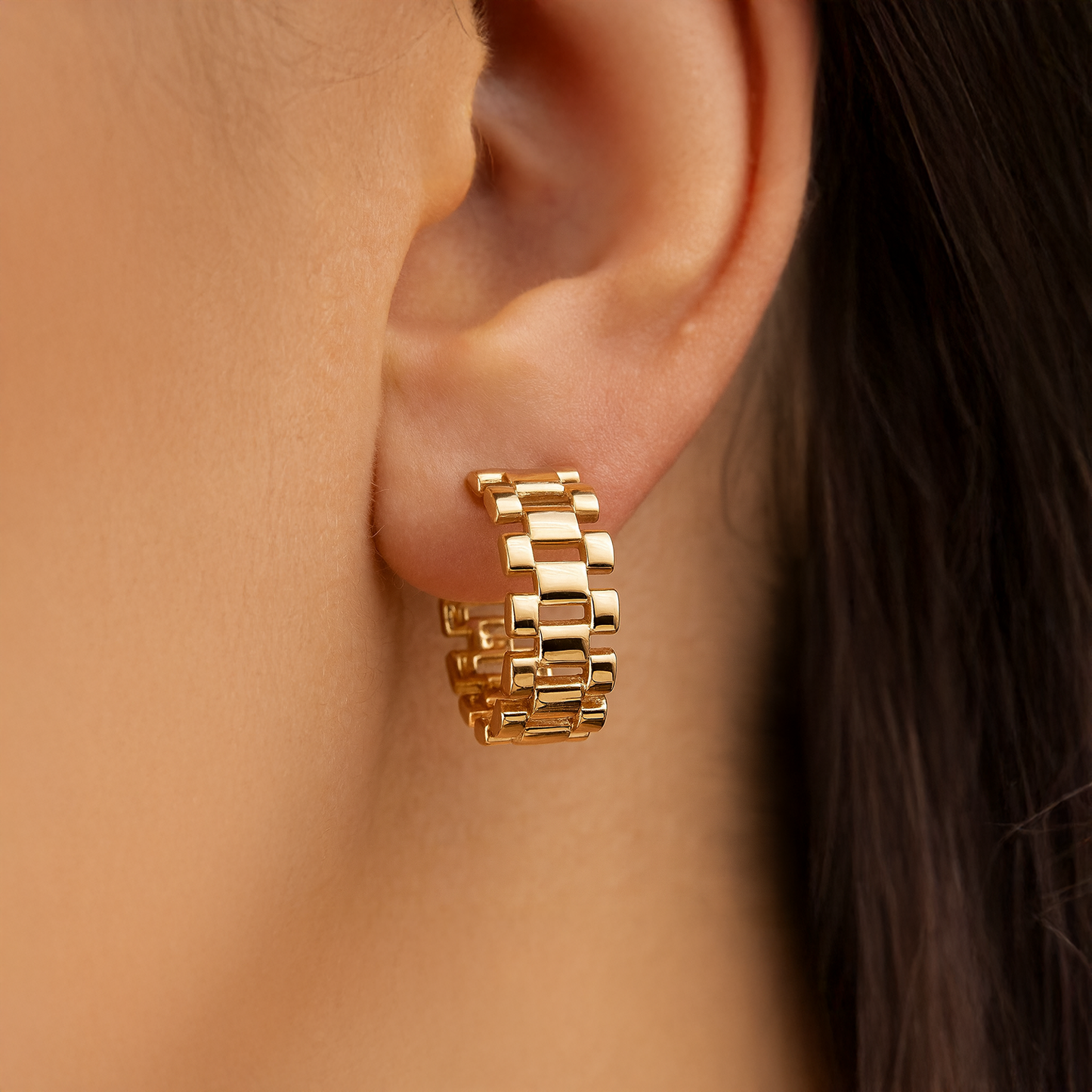 Selma Bold Grid Set of Bracelet, Ring and Earrings