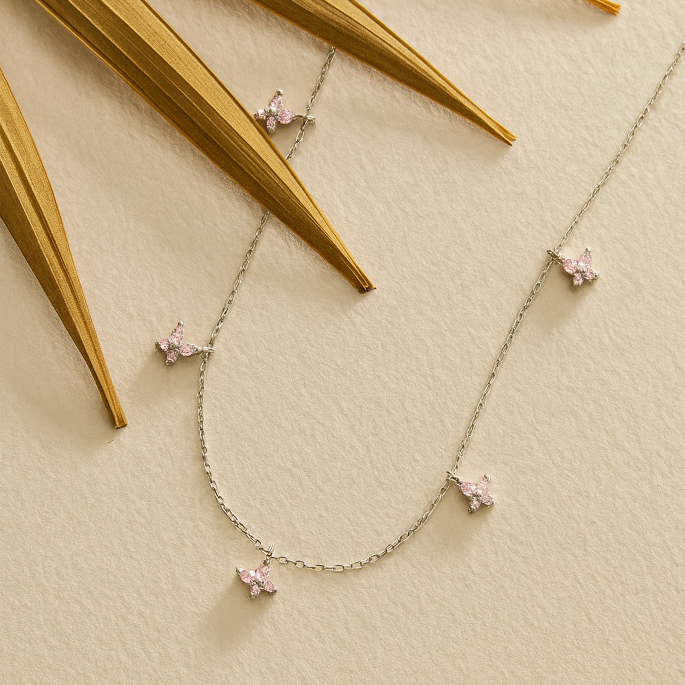 Mira Pink Butterfly Necklace