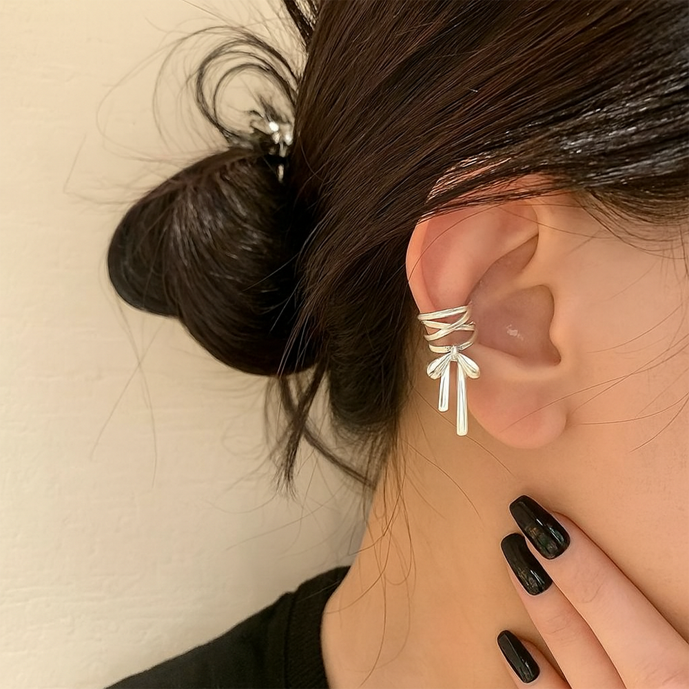 Zuri Silver Bamboo Ear Cuff- Non-Piercing