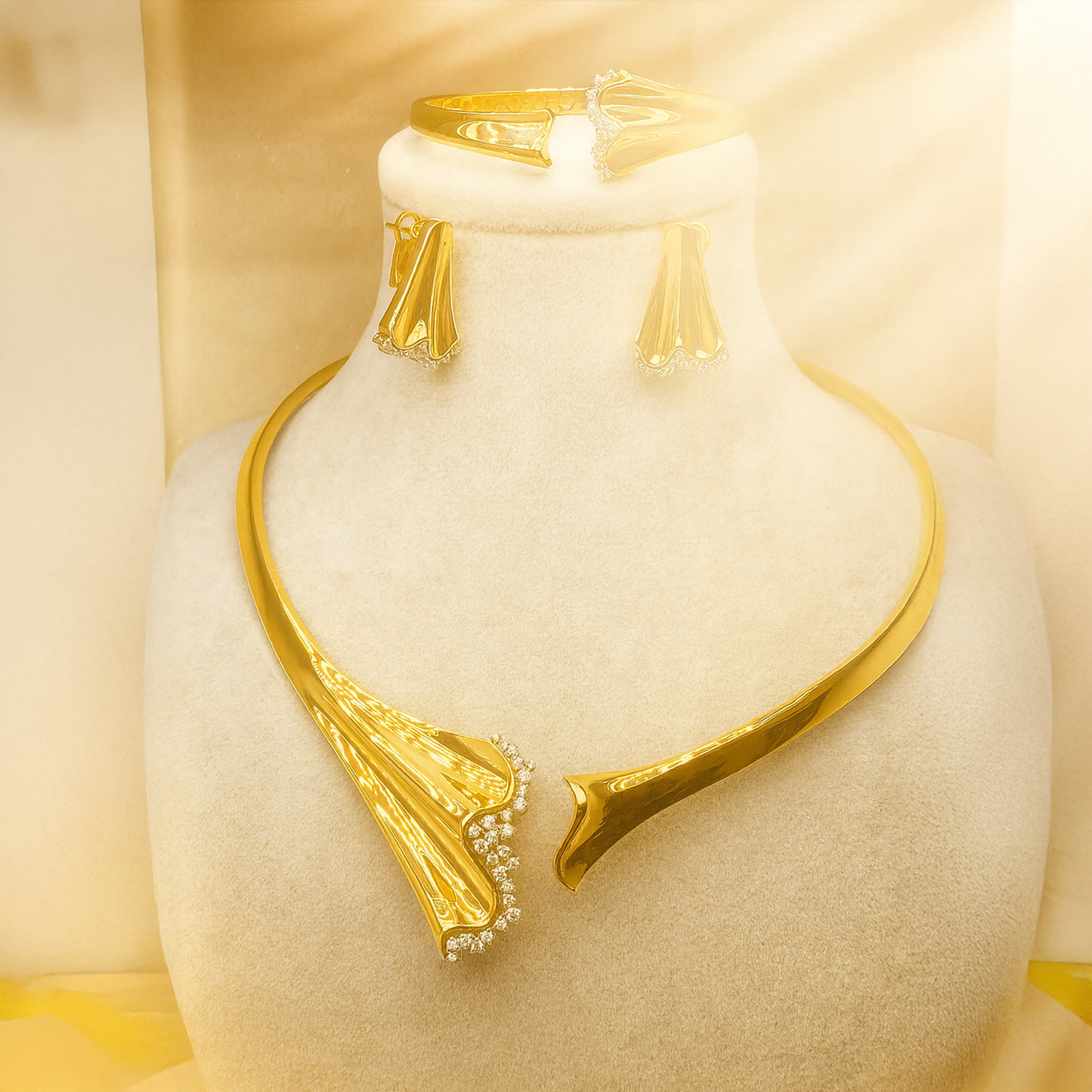 Gilded Bloom Collar Necklace Set